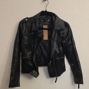 Women's Black Vegan Leather Jacket